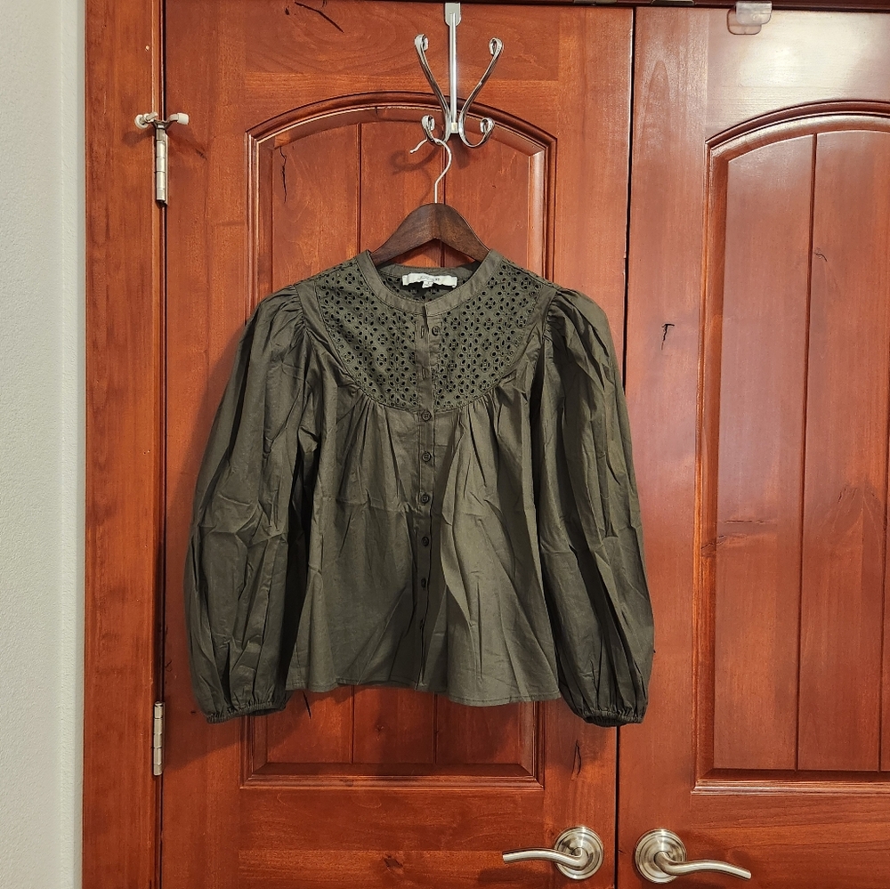 Joe's Puff Sleeve Eyelet Top